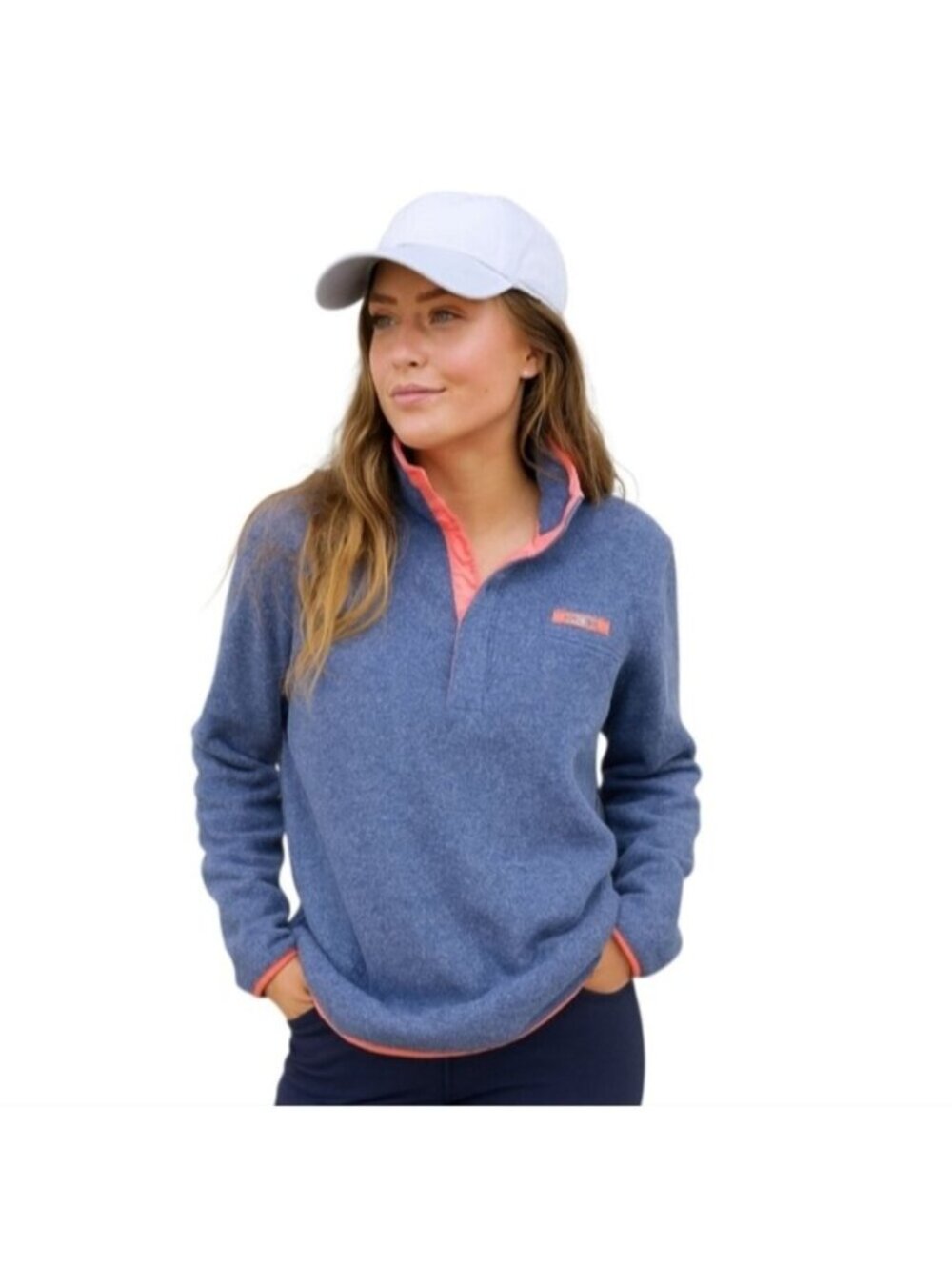Columbia Blue & Pink Pullover Performance Fleece Jacket